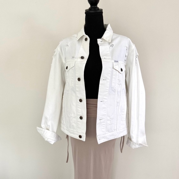 SUPER MAMA Denim Jacket – White Distressed Style – Mother’s Day Gift Idea - Picture 1 of 8